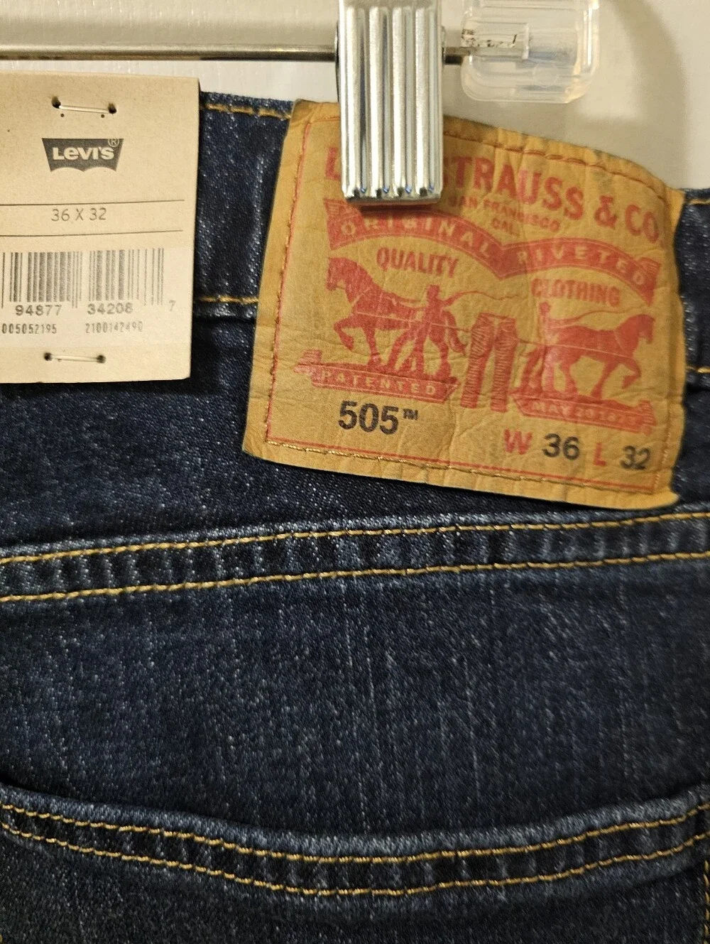 Levis 505 Regular Fit Straight Leg Jeans Men's Size 36x32 Blue Denim NWT